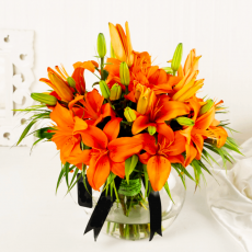 Blissful Orange Lilies In Fishbowl...