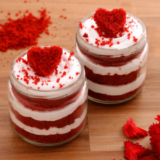 Heart Red Velvet Cake Jar Set of 2