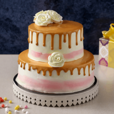 Dripping 2 Tier Butterscotch Cake-...